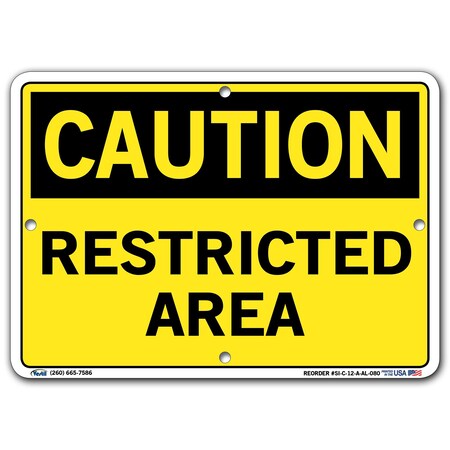 Vestil Aluminum Sign, 7-1/2" H, 10-1/2" W, Aluminum, Rectangle, English, SI-C-12-A-AL-080 SI-C-12-A-AL-080